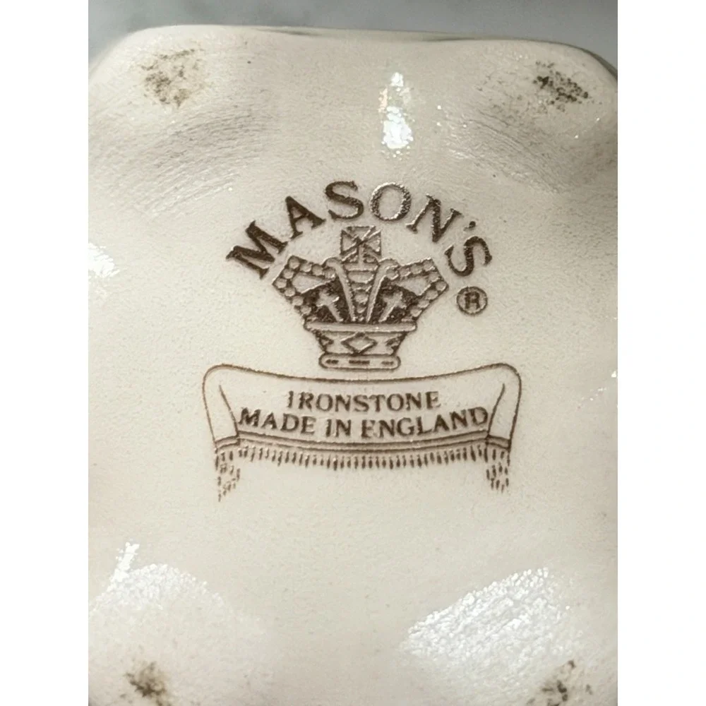 Mason's Ironstone Hexagon Flowered Trinket Box & Lid Jar Transfer Ware (A3216)
